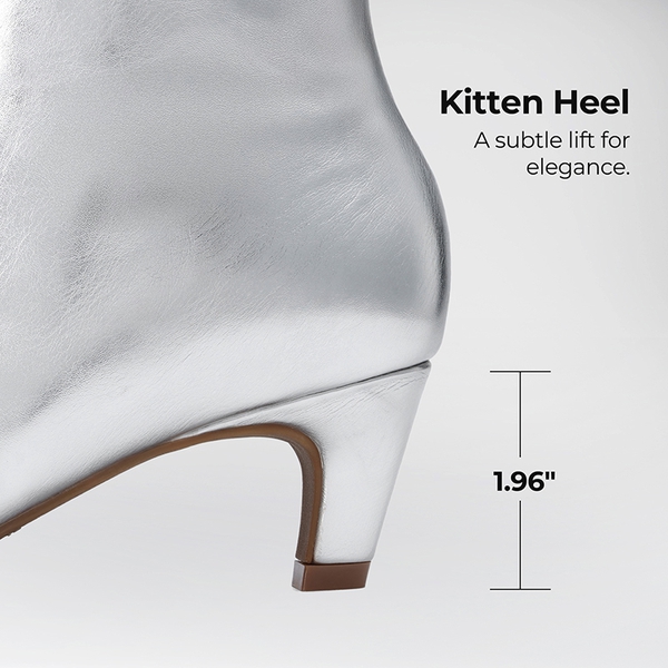 Women’s Wide-Calf Square-Toe Knee-High Boots - SILVER - 1