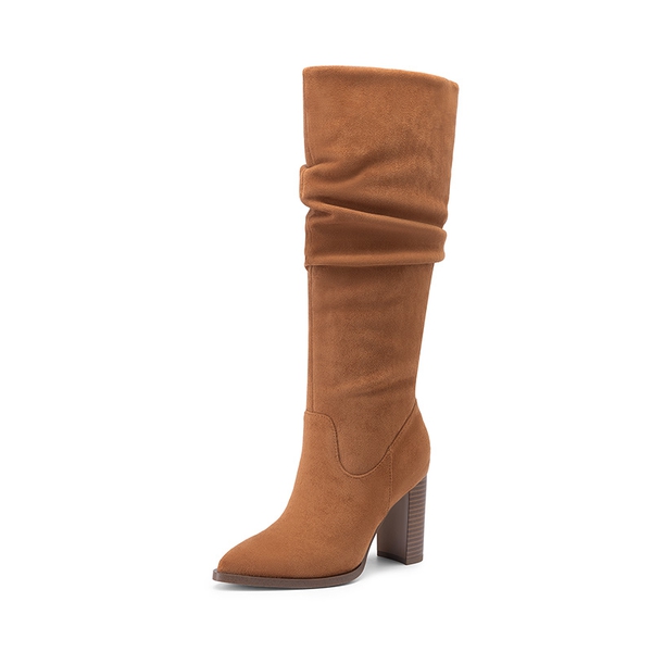 Women’s Slouchy Pointed-Toe Knee-High Boots - CAMEL -  0