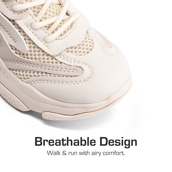 Girls’ Color-Contrast Fashion Sneakers - BEIGE - 1