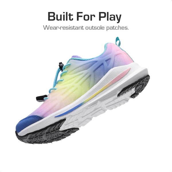 Kids’ Reinforced Toggle Running Shoes - RAINBOW - 5