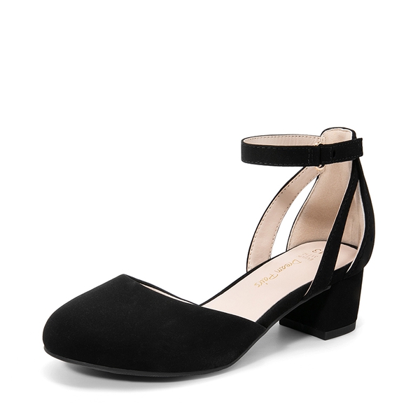 Girls’ Almond-Toe Block Heel Dress Shoes - BLACK -  0