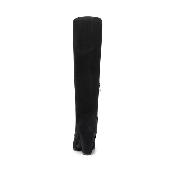 Women’s Wide-Calf Chunky Heel Knee-High Boots - BLACK - 3