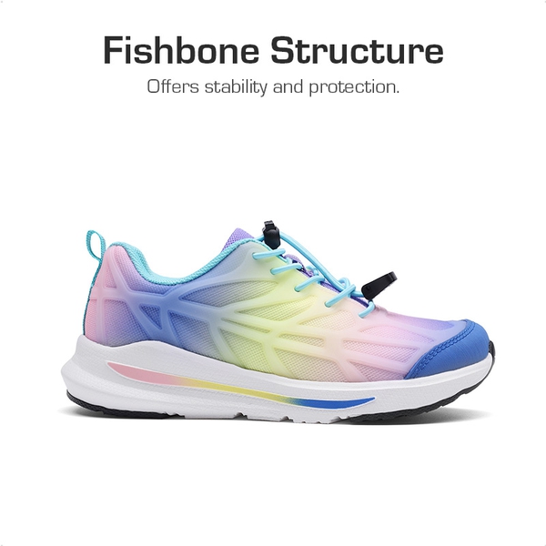 Kids’ Reinforced Toggle Running Shoes - RAINBOW - 1