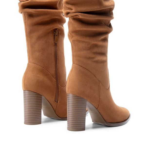Women’s Slouchy Pointed-Toe Knee-High Boots - CAMEL - 3