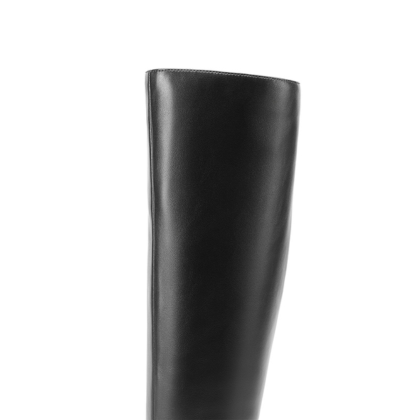 Women’s Square-Toe Sculpted Heel Boots - BLACK - 1