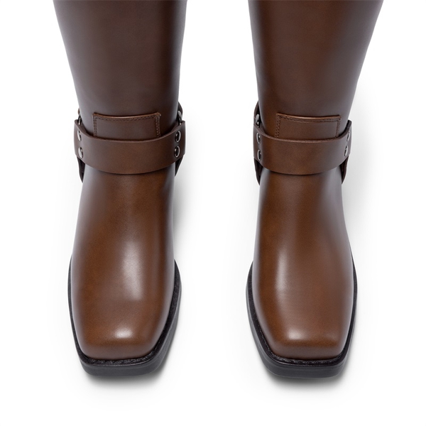 Women’s Retro Punk Moto Boots - TAN - 3