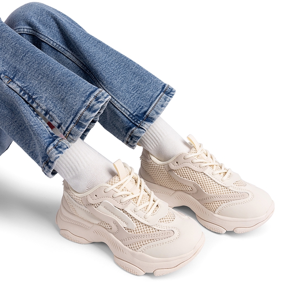 Girls’ Color-Contrast Fashion Sneakers - BEIGE - 4
