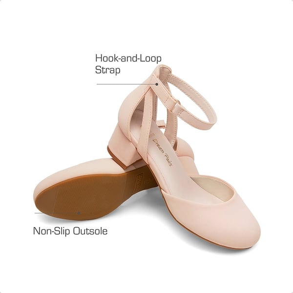Girls’ Almond-Toe Block Heel Dress Shoes - NUDE - 2