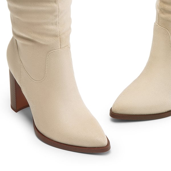 Women’s Slouchy Pointed-Toe Knee-High Boots - BEIGE - 4