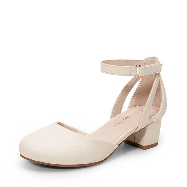Girls’ Almond-Toe Block Heel Dress Shoes - IVORY -  0