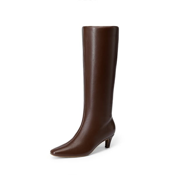 Women’s Wide-Calf Square-Toe Knee-High Boots - BROWN -  0