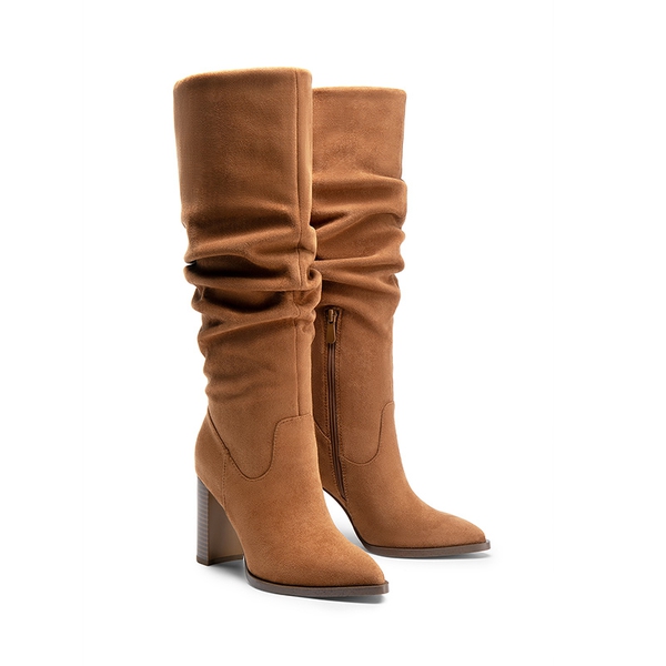 Women’s Slouchy Pointed-Toe Knee-High Boots - CAMEL - 2