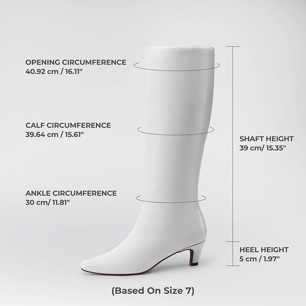 Women’s Wide-Calf Square-Toe Knee-High Boots - WHITE - 3