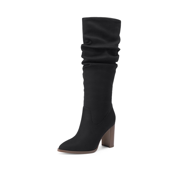 [Jocelyn] Women’s Slouchy Pointed-Toe Knee-High Boots - BLACK -  0