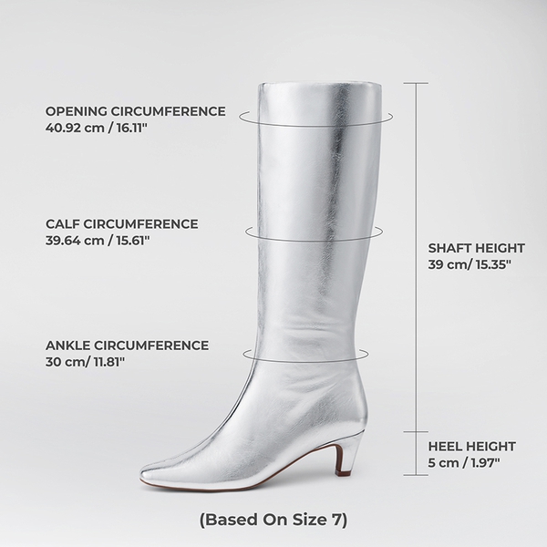 Women’s Wide-Calf Square-Toe Knee-High Boots - SILVER - 4