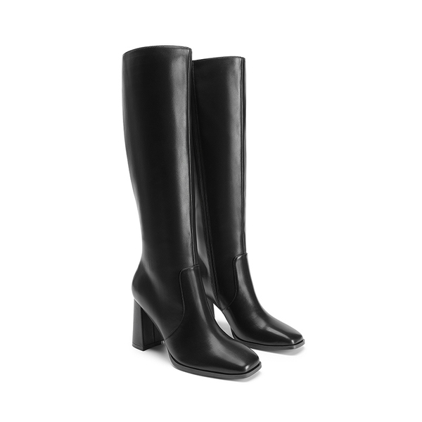 Women’s Square-Toe Sculpted Heel Boots - BLACK - 2