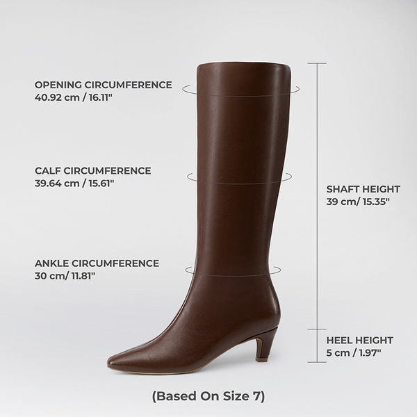 Women’s Wide-Calf Square-Toe Knee-High Boots - BROWN - 1