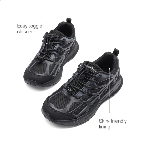 Kids’ Reinforced Toggle Running Shoes - ALL BLACK - 3