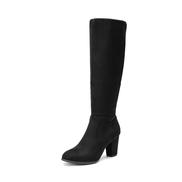 Women’s Wide-Calf Chunky Heel Knee-High Boots - BLACK -  0