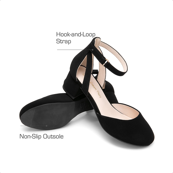 Girls’ Almond-Toe Block Heel Dress Shoes - BLACK - 2