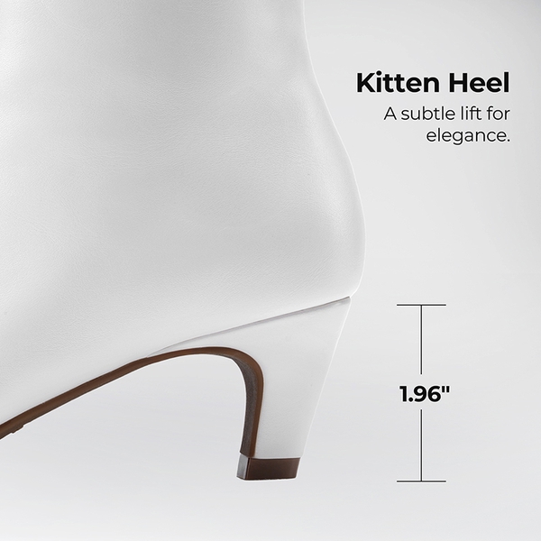 Women’s Wide-Calf Square-Toe Knee-High Boots - WHITE - 4