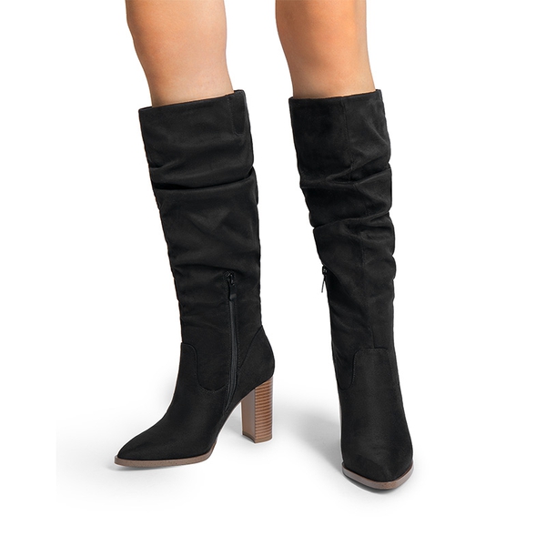 [Jocelyn] Women’s Slouchy Pointed-Toe Knee-High Boots - BLACK - 6