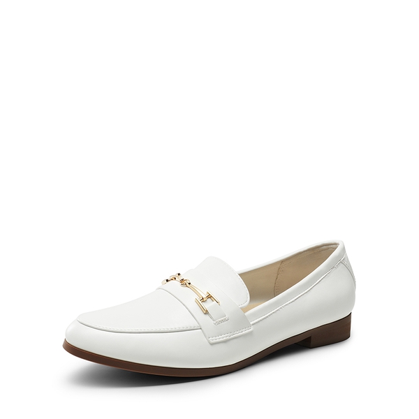 Chic Metallic Detail Loafers - WHITE-PU -  0