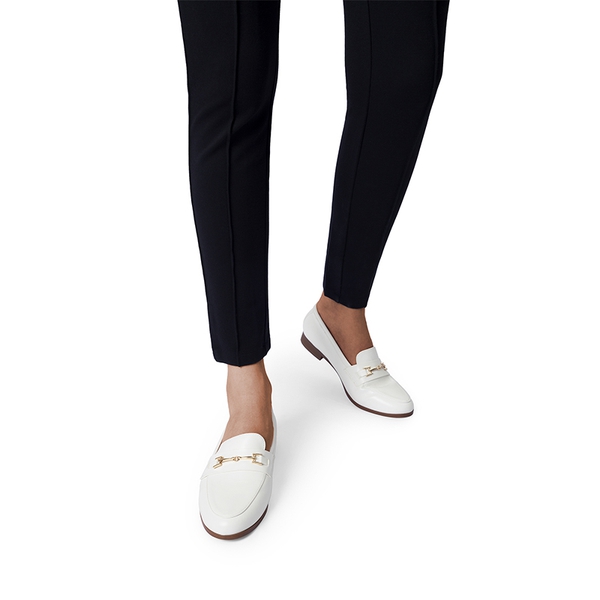 Chic Metallic Detail Loafers - WHITE-PU - 4