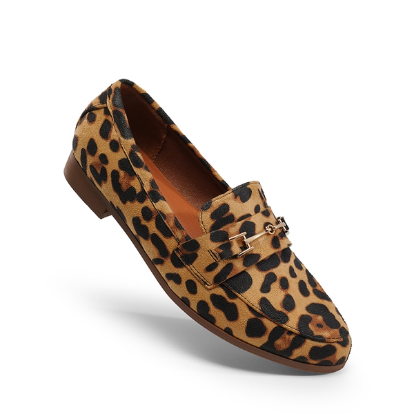Chic Metallic Detail Loafers - LEOPARD-SUEDE - 3