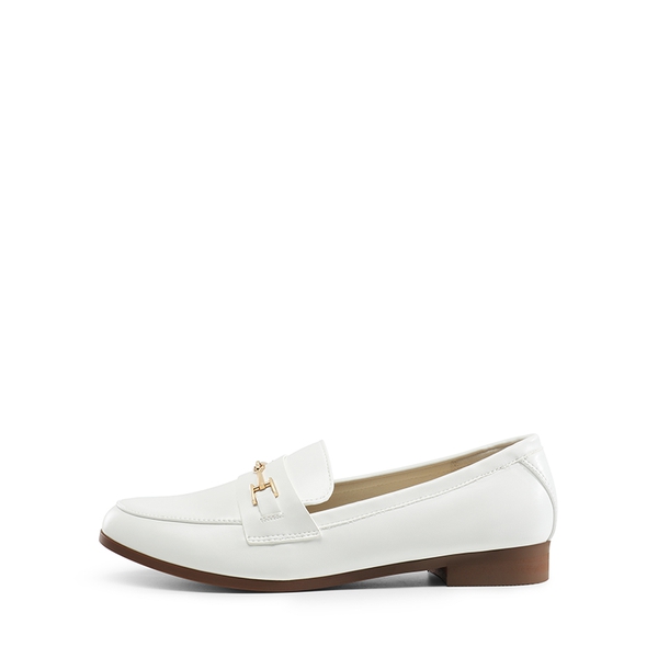 Chic Metallic Detail Loafers - WHITE-PU - 1