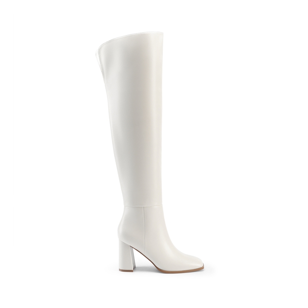 Women’s Over-The-Knee Square-Toe Boots - WHITE - 1