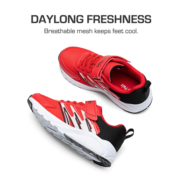 Kids’ Lightweight Reinforced Toe Sneakers - RED/BLACK - 4