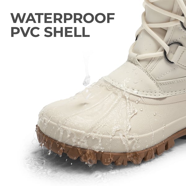 Women’s Waterproof Faux Wool Winter Boots - BEIGE - 2