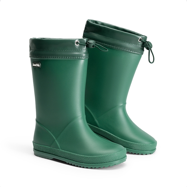 Kids’ Waterproof Drawstring Rain Boots - DARK GREEN - 4