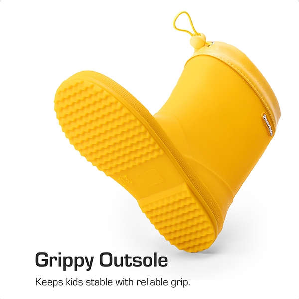 Kids’ Waterproof Drawstring Rain Boots - YELLOW - 2