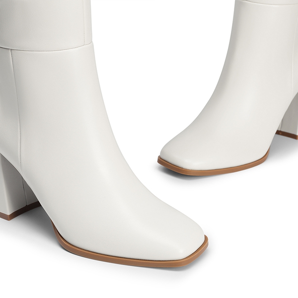 Women’s Over-The-Knee Square-Toe Boots - WHITE - 4