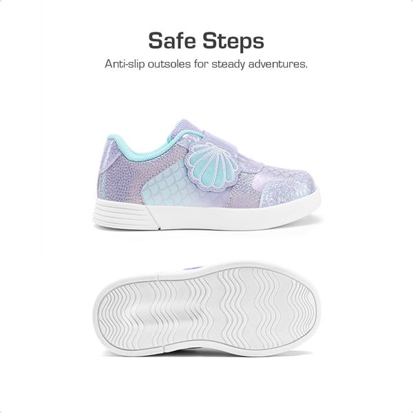 Kids’ Glitter Mermaid Sneakers - PURPLE/RAINBOW - 5
