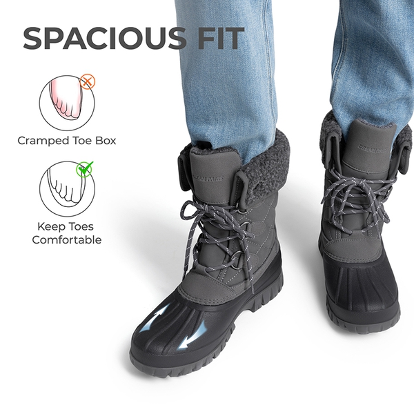 Women’s Waterproof Faux Wool Winter Boots - GREY - 6