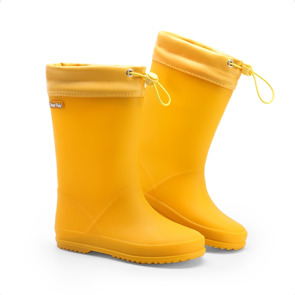 Kids’ Waterproof Drawstring Rain Boots - YELLOW - 3