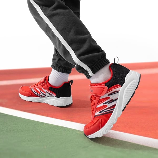 Kids’ Lightweight Reinforced Toe Sneakers - RED/BLACK - 5