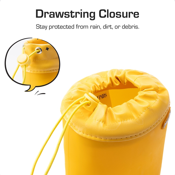 Kids’ Waterproof Drawstring Rain Boots - YELLOW - 4