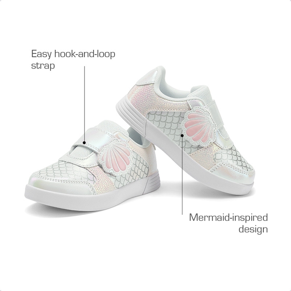 Kids’ Glitter Mermaid Sneakers - WHITE/RAINBOW - 4