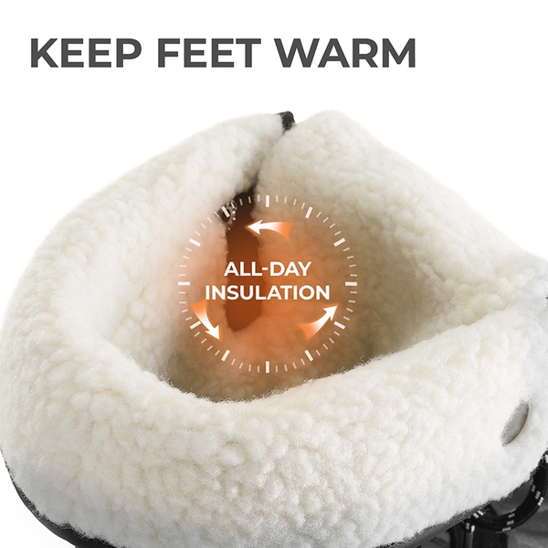 Women’s Waterproof Faux Wool Winter Boots - BLACK - 4