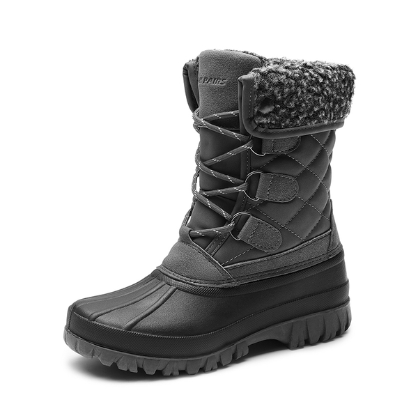 Women’s Waterproof Faux Wool Winter Boots - GREY -  0