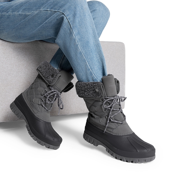 Women’s Waterproof Faux Wool Winter Boots - GREY - 7