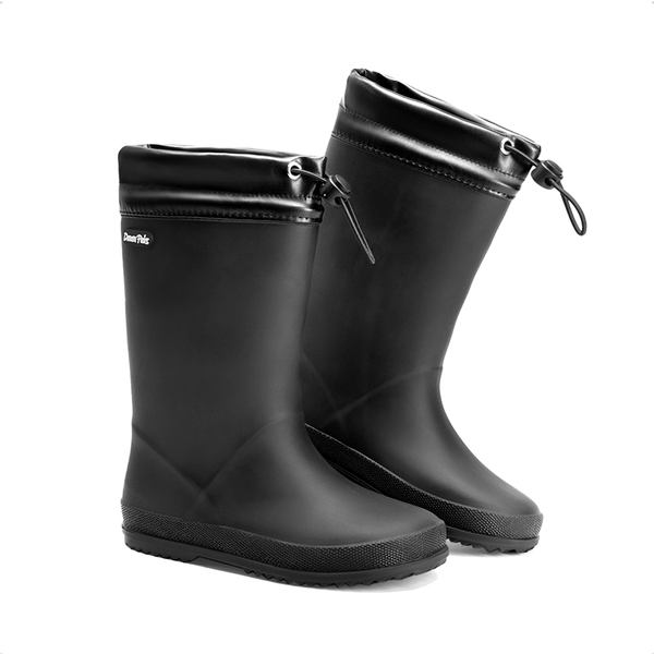 Kids’ Waterproof Drawstring Rain Boots - BLACK - 3