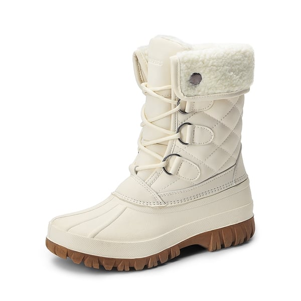 Women’s Waterproof Faux Wool Winter Boots - BEIGE -  0