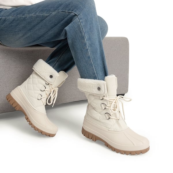 Women’s Waterproof Faux Wool Winter Boots - BEIGE - 7