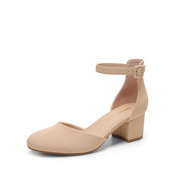 Women’s Round-Toe D’Orsay Block Heel Pumps - NUDE -  0