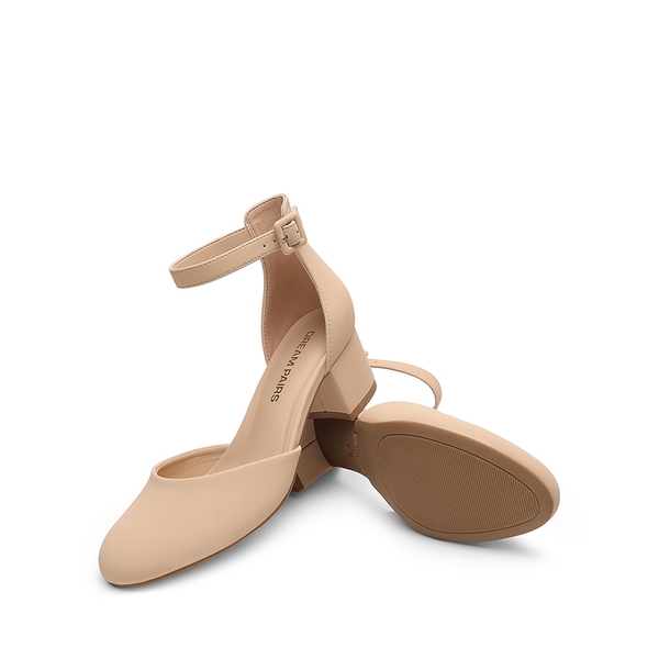 Women’s Round-Toe D’Orsay Block Heel Pumps - NUDE - 4